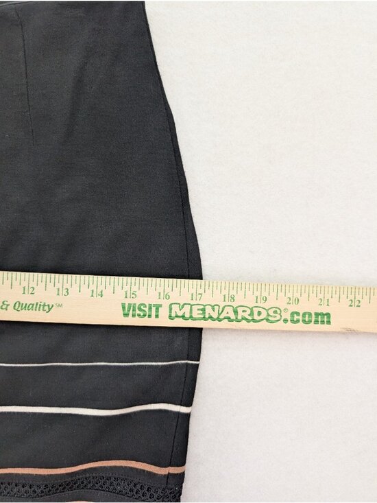 White House Black Market Women's Skirt Size 2 Black Stripe Stretch Knit Pencil - Picture 7 of 15